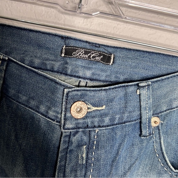 Marc Ecko Jeans Mens 36x32 Blue Bootcut Embroidered Pockets Denim Cut & Sew CL - Picture 2 of 9